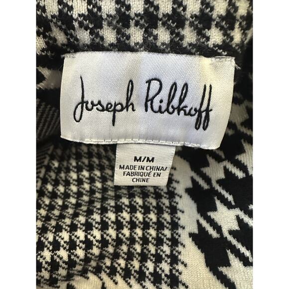 Joseph Ribkoff Houndstooth Herringbone Patchwork Knit Sweater Oversized Medium - Picture 4 of 10